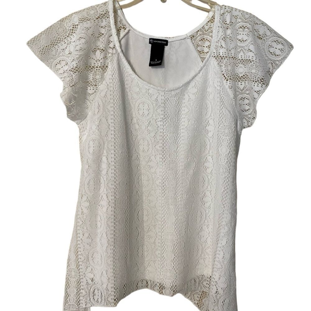 New Directions White Lace Top